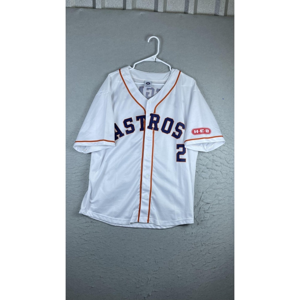 Houston Astros Jersey Mens XL White MLB Baseball Alex Bregman 2 HEB Sponsor
